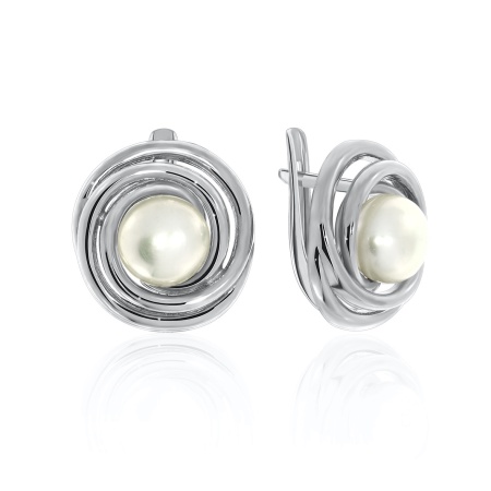 Серьги из серебра с жемчугами и жемчугами 2310050844 от KRASNOE, металл Серебро, вставка Жемчуг