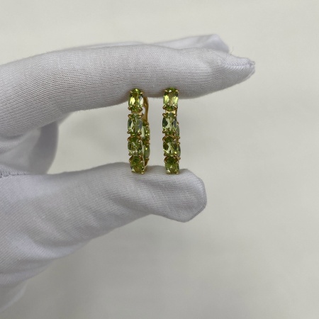 Серьги из серебра с хризолитами 2318131182 от KRASNOE, металл Серебро, вставка Хризолит