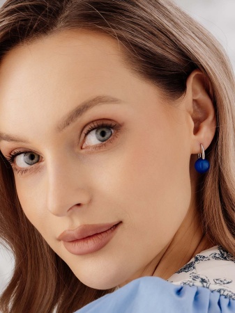 Серьги из серебра с кошачьим глазом