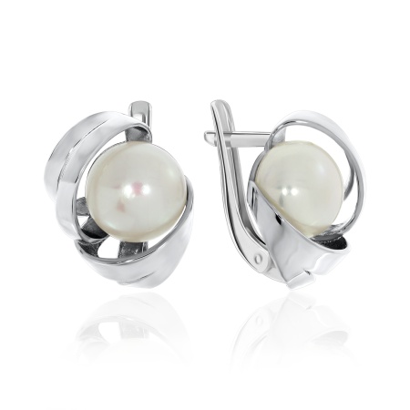Серьги из серебра с жемчугами и жемчугами 2340050845-2 от KRASNOE, металл Серебро, вставка Жемчуг