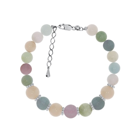 Купить браслет из серебра с бериллами,  морганитами и  аквамаринами