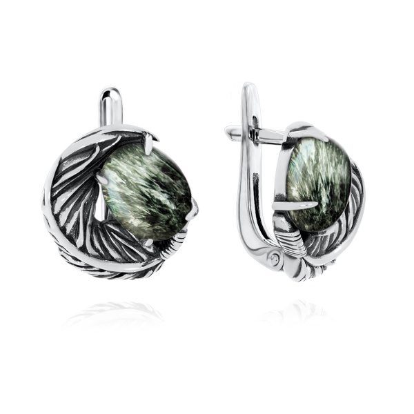 Серьги из серебра  2310921601 от KRASNOE, металл Серебро, вставка Серафинит