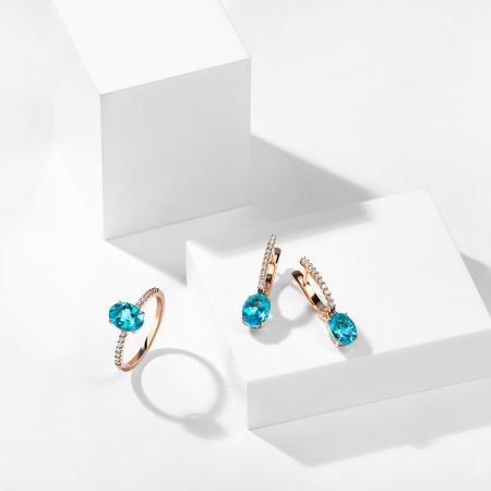 Серьги из золота с апатитами и бриллиантами