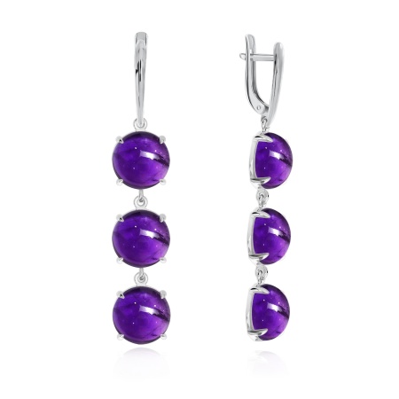 Серьги из серебра с аметист 2340062301 от KRASNOE, металл Серебро, вставка Аметист