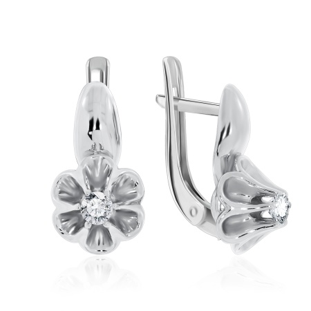 Серьги из серебра с фианитами 2340200433 от KRASNOE, металл Серебро, вставка Фианит