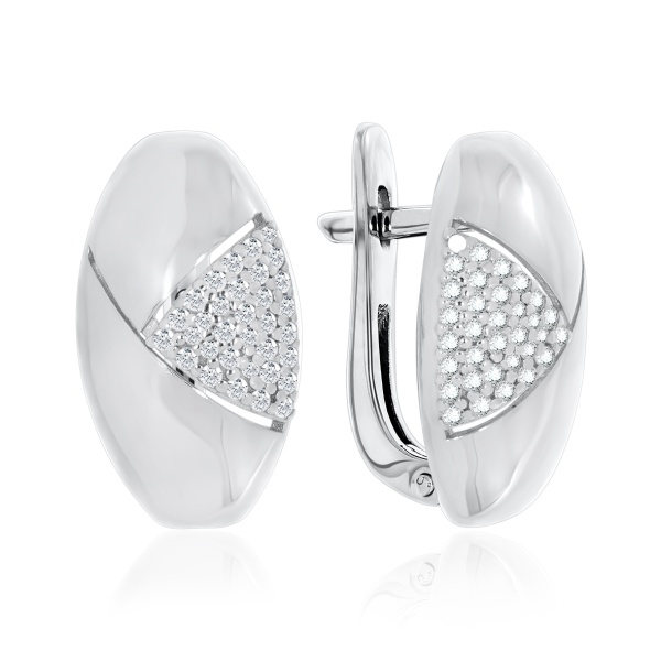 Серьги из серебра с фианитами со скидкой