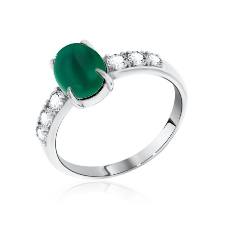 Купить кольцо из серебра с агатом и фианитами в интернет-магазине KRASNOE