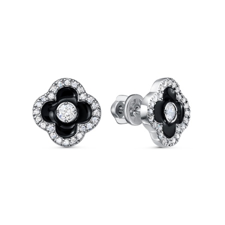 Серьги из серебра с фианитом с0504474 от KRASNOE, металл Серебро, вставка фианит,эмаль