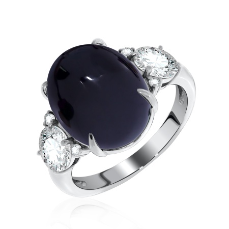 Купить кольцо из серебра с агатом и фианитами в интернет-магазине KRASNOE