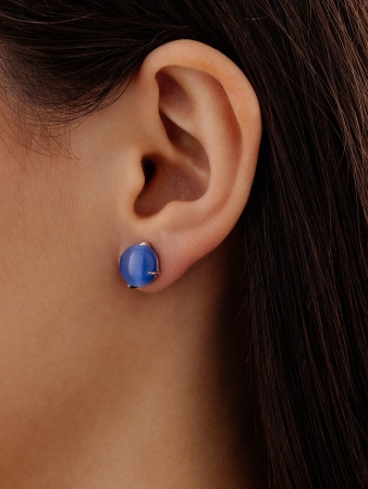 Пусеты из серебра с кошачим глазом 2340265946-70 от KRASNOE, металл Серебро, вставка Кошачий глаз