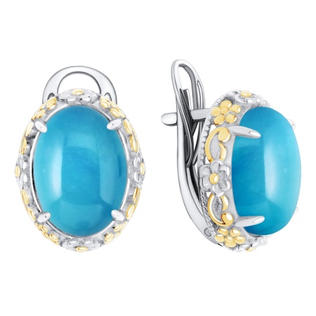 Серьги из серебра с бирюзой 2317315716 от KRASNOE, металл Серебро, вставка Бирюза i
