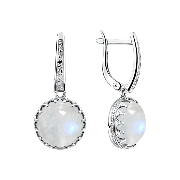 Серьги из серебра с лунным каменем 2340931967 от KRASNOE, металл Серебро, вставка Лунный камень
