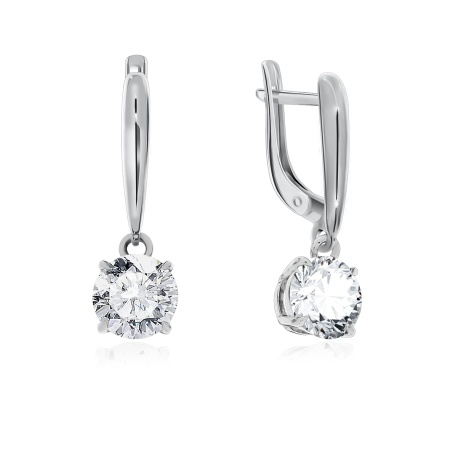 Серьги из серебра с фианитами 2340201807 от KRASNOE, металл Серебро, вставка Фианит