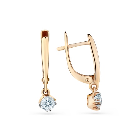 Серьги из золота с фианитом 2000207 от KRASNOE, металл Золото, вставка Фианит