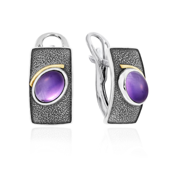 Серьги из серебра с аметист 2317062398 от KRASNOE, металл Серебро, вставка Аметист