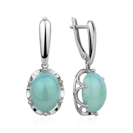 Серьги из серебра с хризопразами 2340146594-1 от KRASNOE, металл Серебро, вставка 