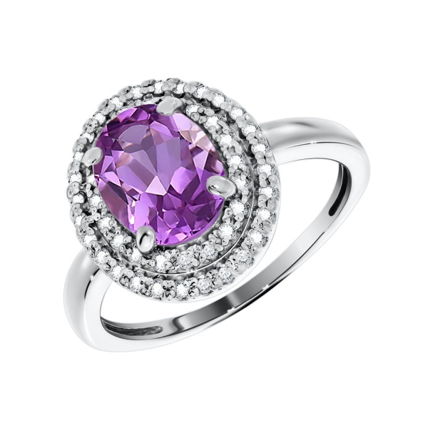 Кольцо из серебра с кварцем и фианитами со скидкой