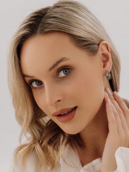 Серьги из серебра с топаз свисс
