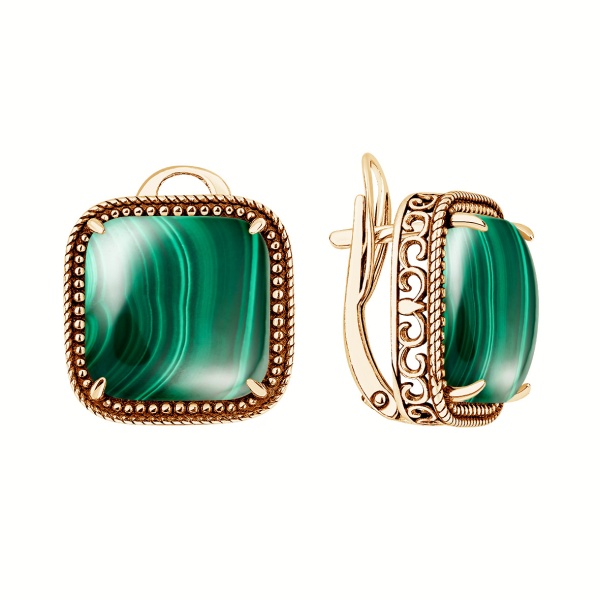 Серьги из серебра с малахитами