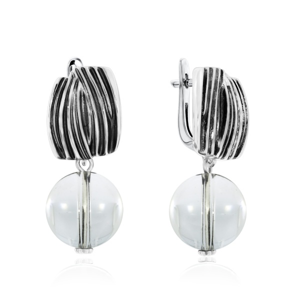 Серьги из серебра с хрусталём 2310521356 от KRASNOE, металл Серебро, вставка Горный хрусталь