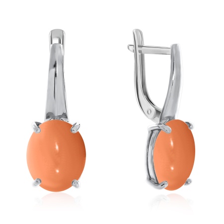 Серьги из серебра с кораллами 2340280137 от KRASNOE, металл Серебро, вставка Коралл Синт.