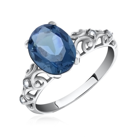 Купить кольцо из серебра с топазом и фианитами в интернет-магазине KRASNOE