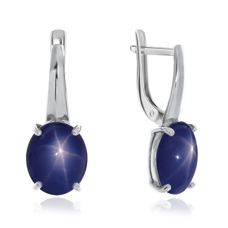 Серьги из серебра с сапфир звездчатыйами 2340940137-8 от KRASNOE, металл Серебро, вставка Сапфир Звездчатый