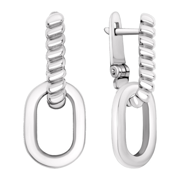 Серьги из серебра без вставок 2340405591 от KRASNOE, металл Серебро, вставка Без вставок