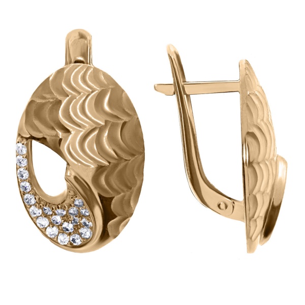 Серьги из золота с фианитом со скидкой