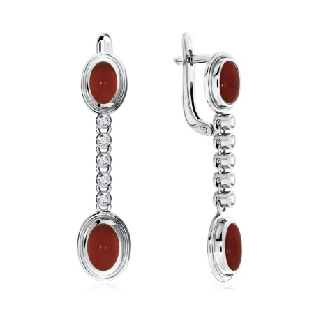 Серьги из серебра с агатами и фианитами 2340390377л-А6 от KRASNOE, металл Серебро, вставка Агат