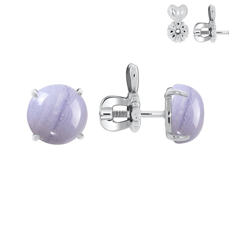 Пусеты из серебра с агатами