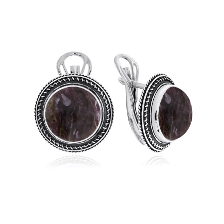 Серьги из серебра с чароитами 2310460954-1 от KRASNOE, металл Серебро, вставка Чароит