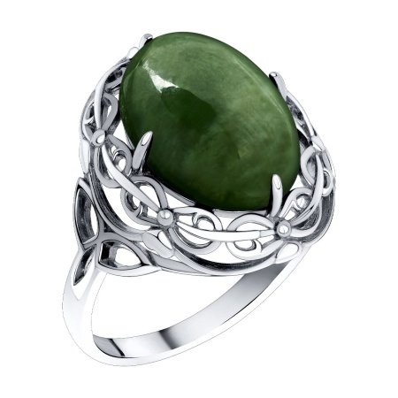 Купить кольцо из серебра с нефритом в интернет-магазине KRASNOE