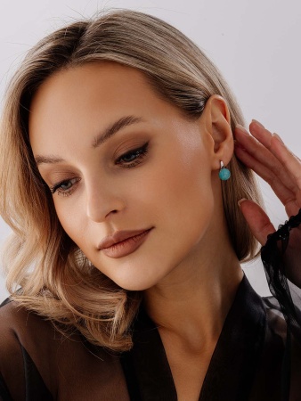 Серьги из серебра с амазонитами со скидкой