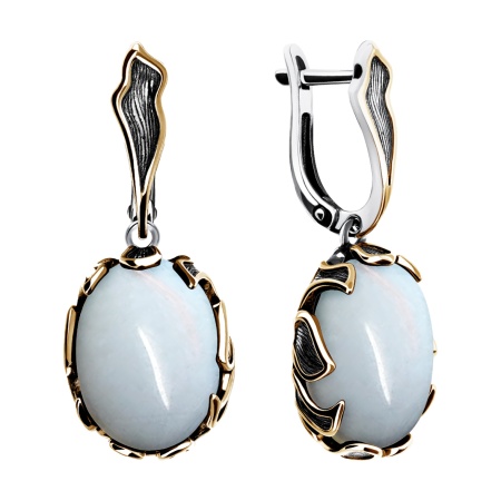 Серьги из серебра с лунным камнем