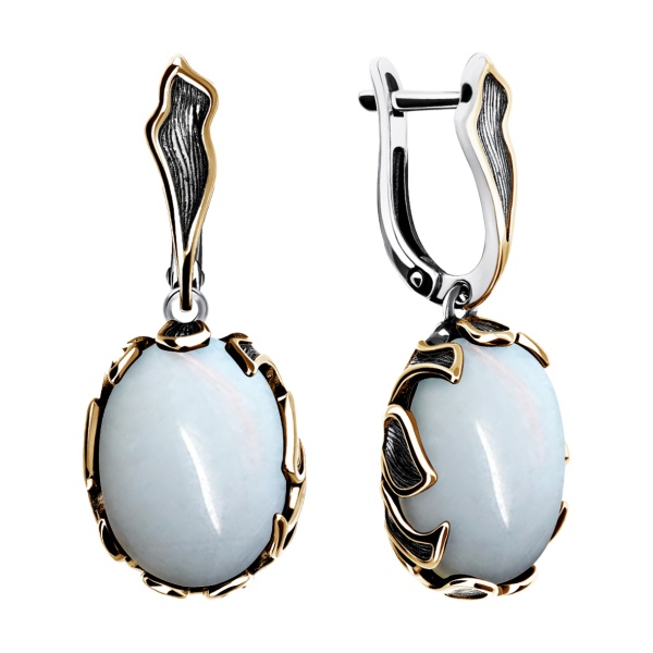 Серьги из серебра с лунным камнем