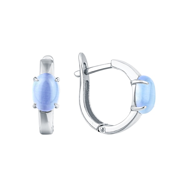 Серьги из серебра с кошачий глазами в ювелирном интернет-магазине