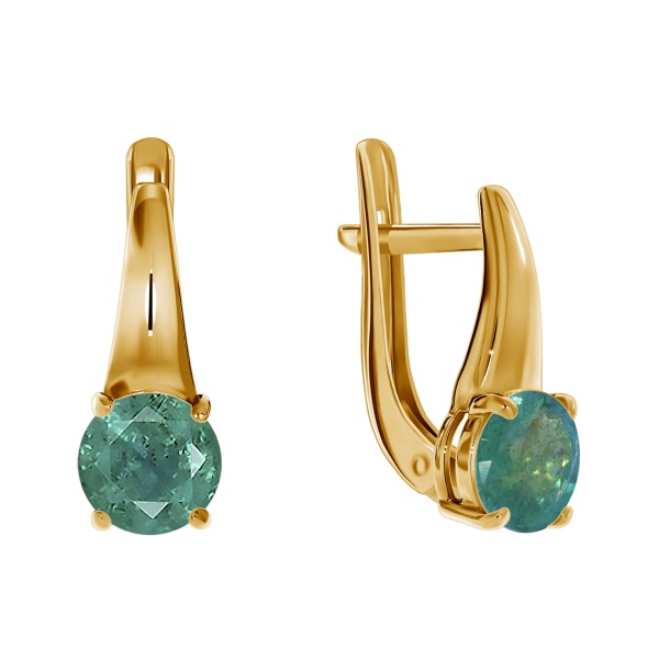 Серьги из золота с изумрудами 2100010254 от KRASNOE, металл Золото, вставка Изумруд