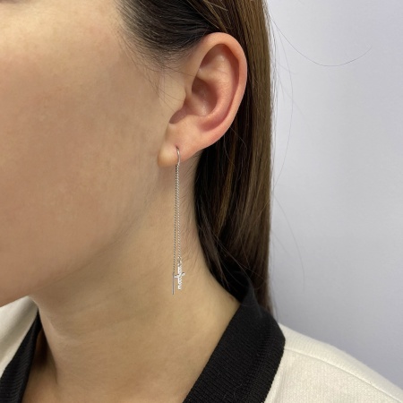 Серьги из серебра с фианитами 2340201628л-6-6 от KRASNOE, металл Серебро, вставка Фианит