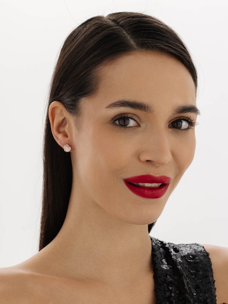 Пусеты из серебра с кварцем 2340101222-30 от KRASNOE, металл Серебро, вставка Кварц