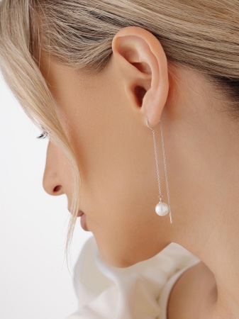 Серьги из серебра с имитацией жемчуга