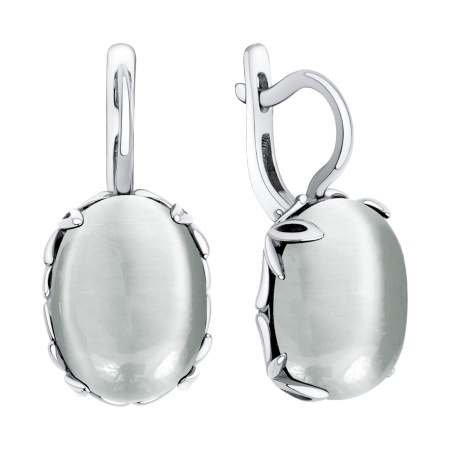 Серьги из серебра с кошачий глазами 2340265749-21 от KRASNOE, металл Серебро, вставка Кошачий глаз