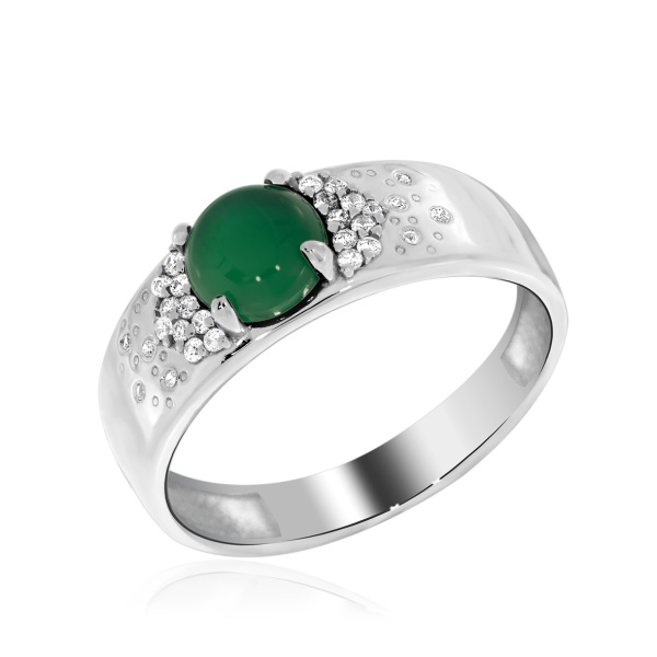 Купить кольцо из серебра с агатом и фианитами в интернет-магазине KRASNOE