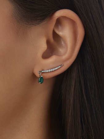 Серьги из серебра с агатами и фианитами