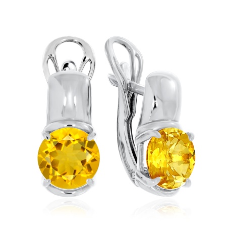 Серьги из серебра с цитринами 2340111117 от KRASNOE, металл Серебро, вставка Цитрин