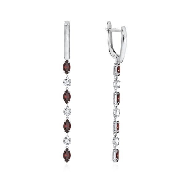 Серьги из серебра с фианитами со скидкой