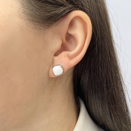 Пусеты из серебра с агатами