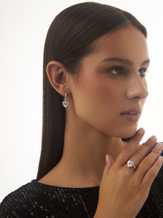 Серьги из серебра с фианитами 2340204852 от KRASNOE, металл Серебро, вставка Фианит