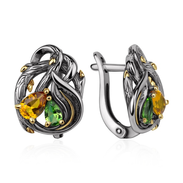 Серьги из серебра с ситаллами в ювелирном интернет-магазине