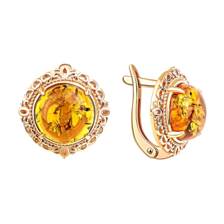 Серьги из серебра с янтарём со скидкой